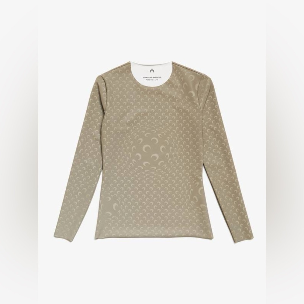Marine Serre White Line FW20 Taupe Reflective Moon-Print Top S